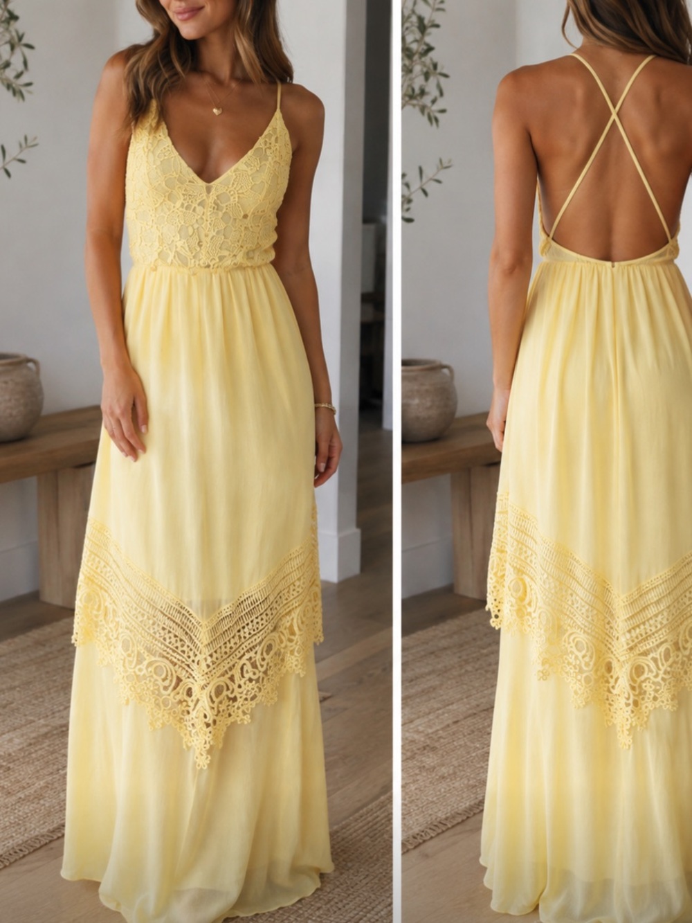 The Clothing Company Open-Back Yellow Maxi Dress